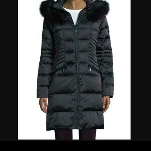 1 Madison Puffer Down Coat Jacket w Faux Fur Hood Size M Medium Color Steel Gray